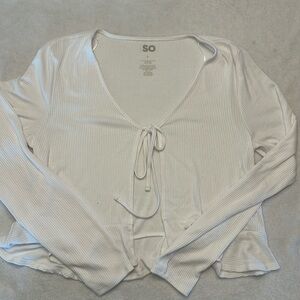 SO long sleeve tie front top